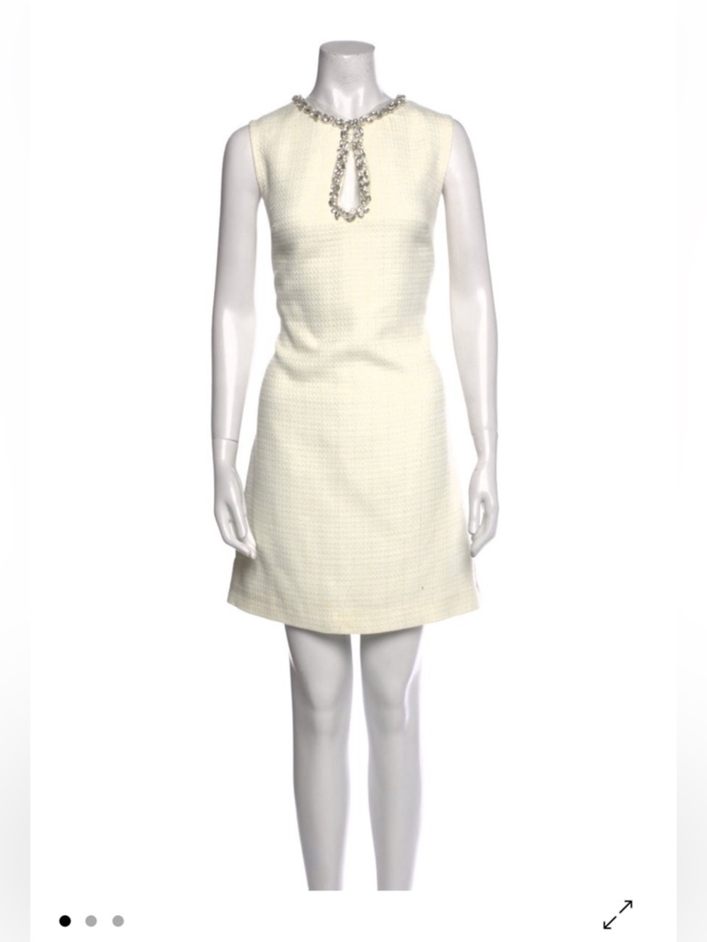 Milly Cream Sleeveless Shift Dress with Jeweled Keyhole